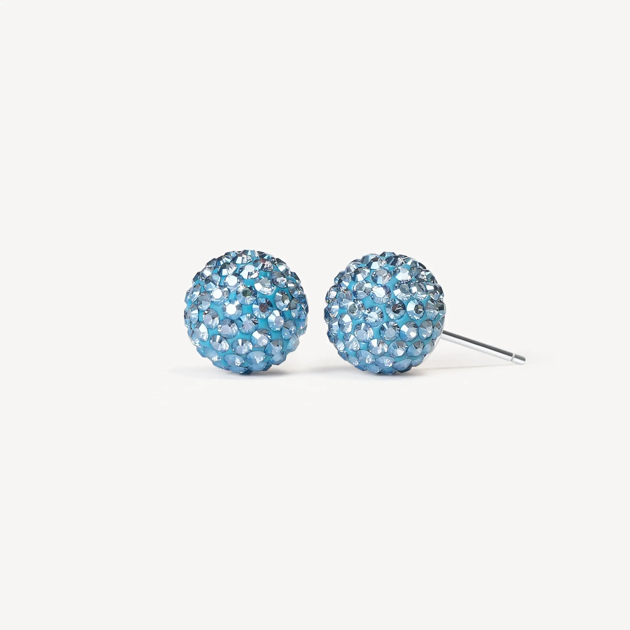 Hillberg & Berk Limited Edition Sterling Silver (10mm) Pirouette Sparkle Ball Stud Earrings