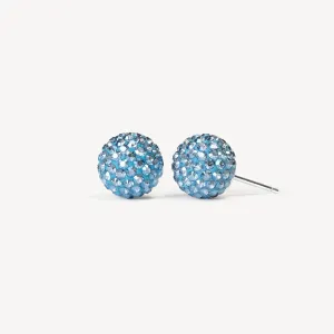 Hillberg & Berk Limited Edition Sterling Silver (10mm) Pirouette Sparkle Ball Stud Earrings