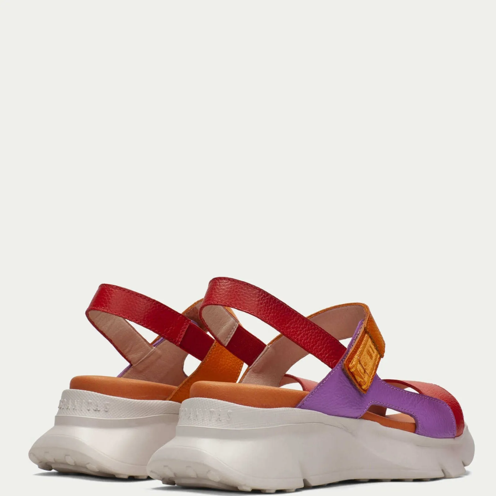 Hispanitas Orange & Purple Leather Velcro Strap Sandals