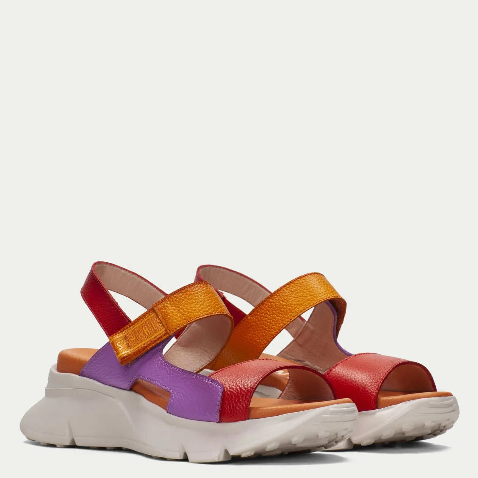 Hispanitas Orange & Purple Leather Velcro Strap Sandals