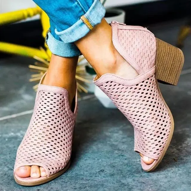 Hollow Fish Mouth Open Toe High Heel Sandals