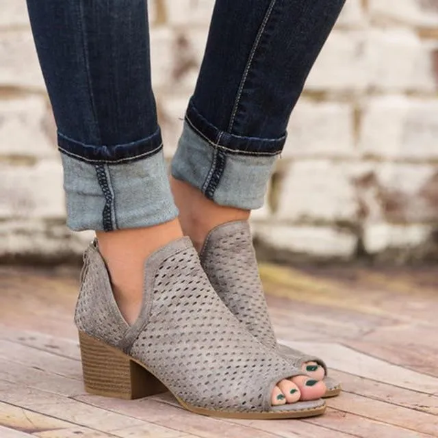 Hollow Fish Mouth Open Toe High Heel Sandals