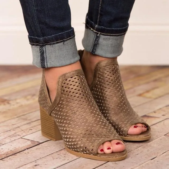 Hollow Fish Mouth Open Toe High Heel Sandals