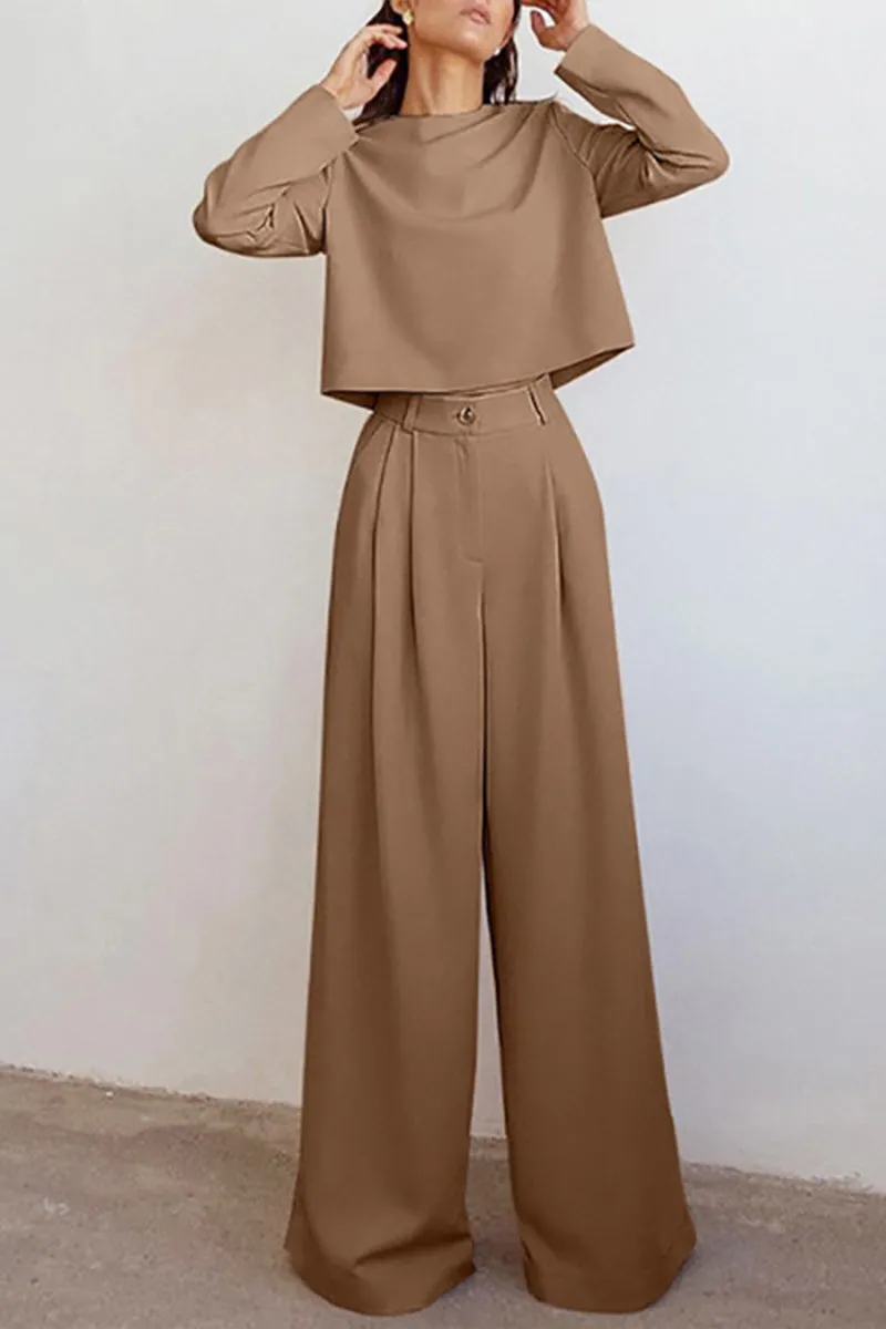 HUR1154 Elegant Wide-Leg Pant Set