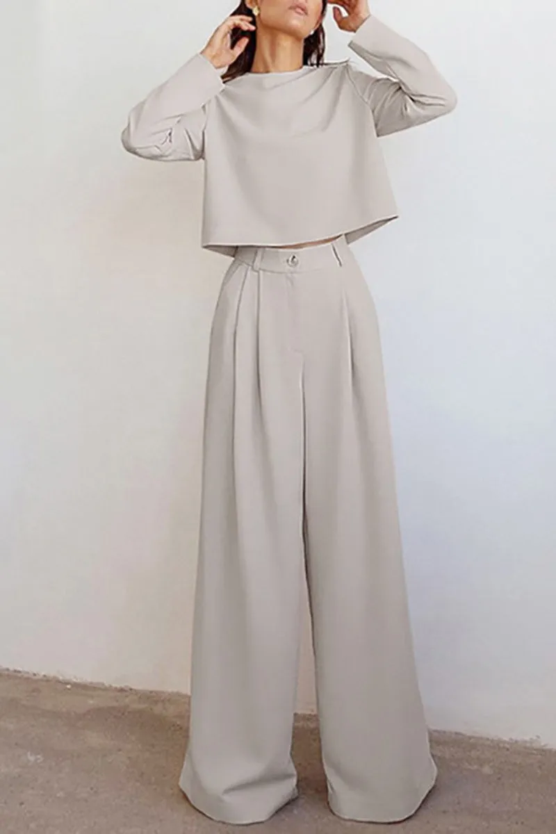HUR1154 Elegant Wide-Leg Pant Set