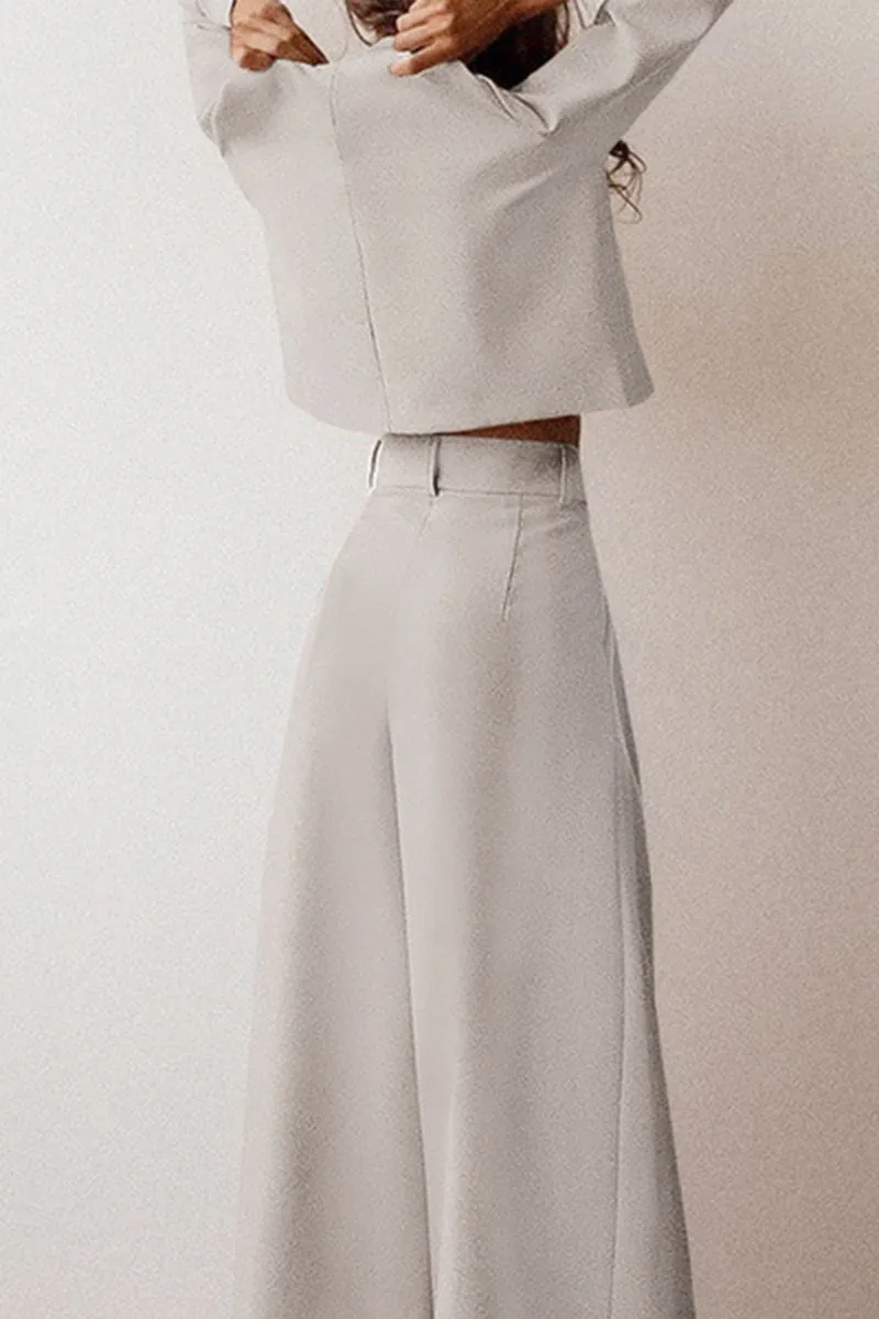 HUR1154 Elegant Wide-Leg Pant Set