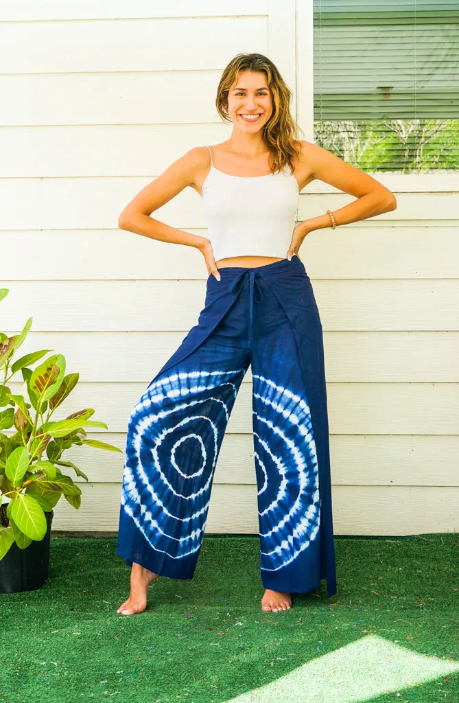 Indigo Spiral Palazzo Wrap Pants