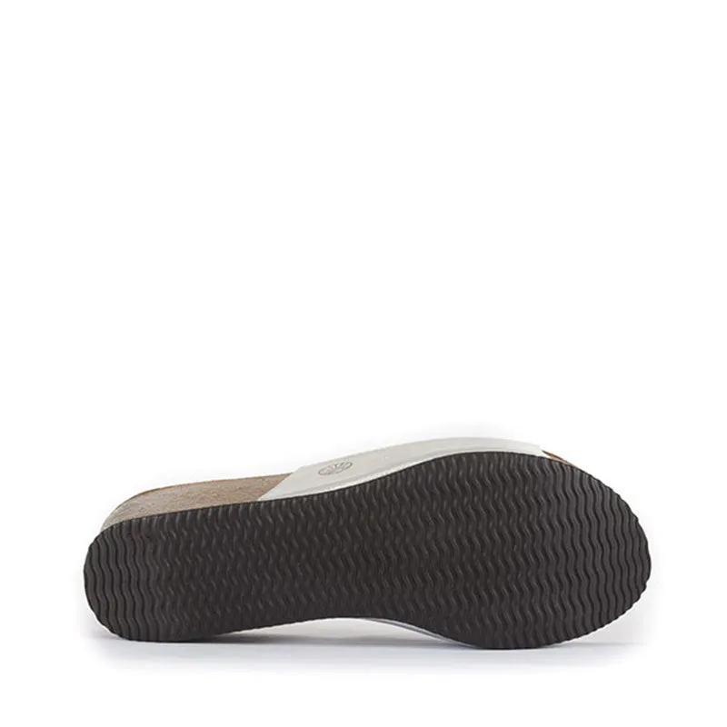Inoro - Vegan Wedge Metallic Slider - Metallic  Silver