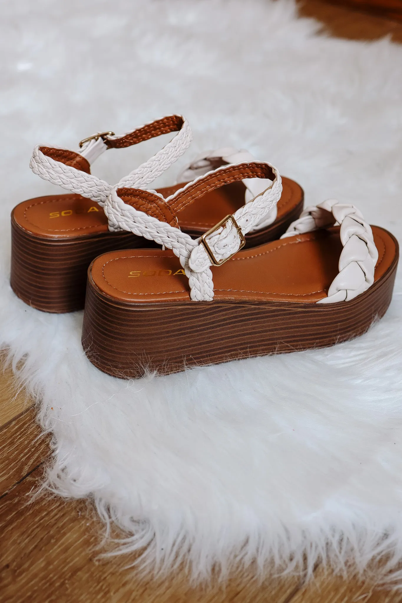 Invoke Braided Platform Sandal - Bone