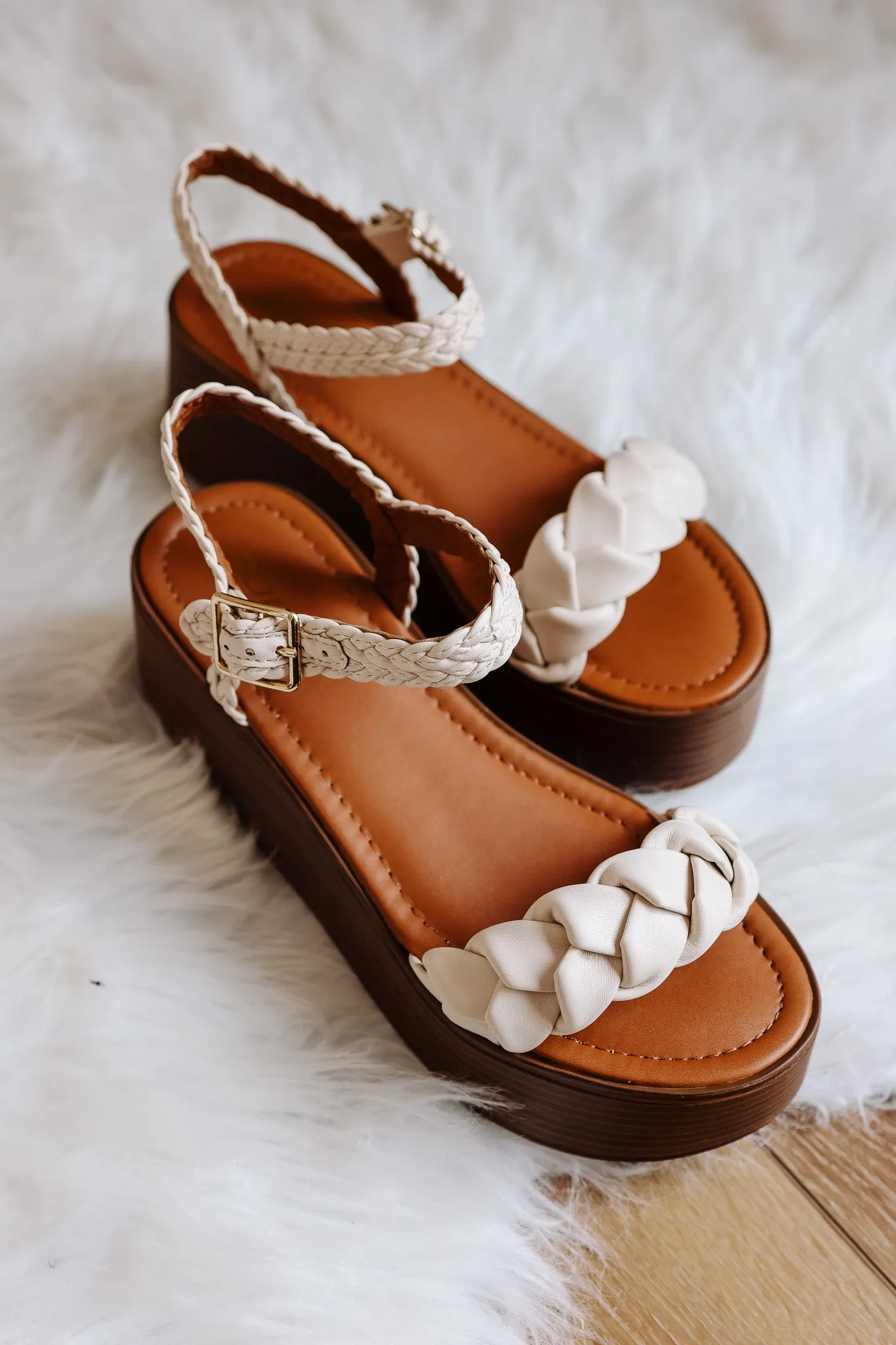 Invoke Braided Platform Sandal - Bone