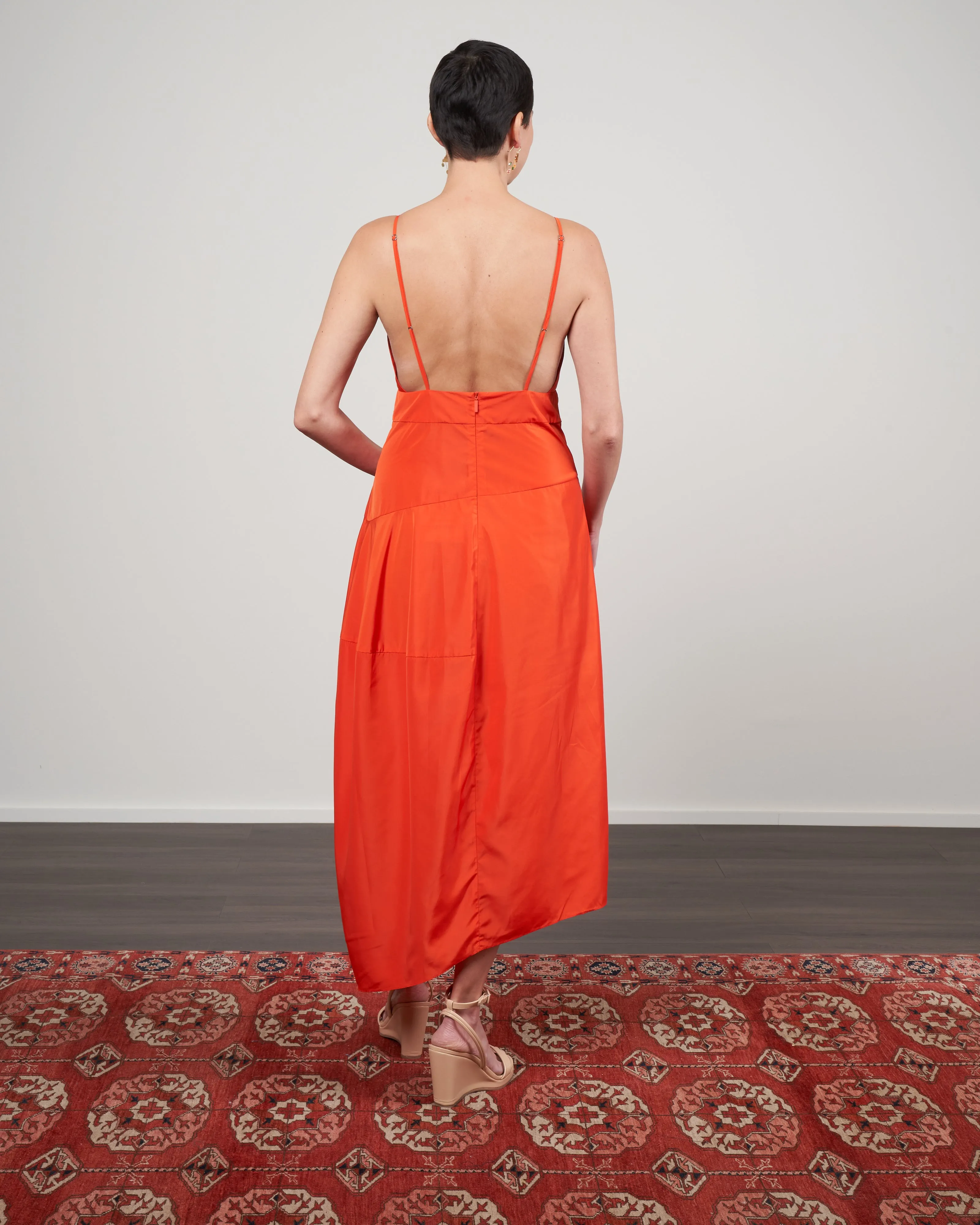 italian sporty nylon cami dress - red