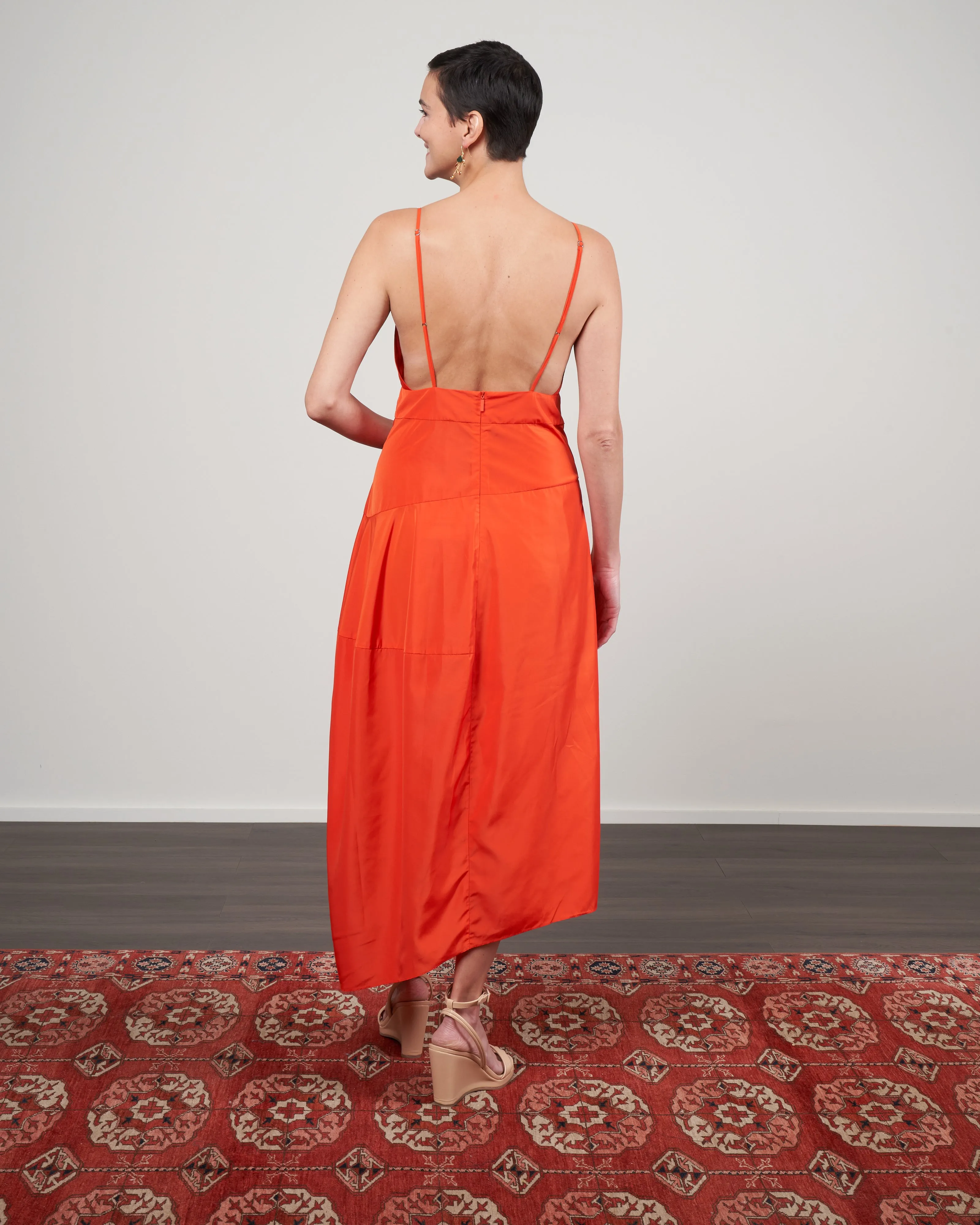 italian sporty nylon cami dress - red