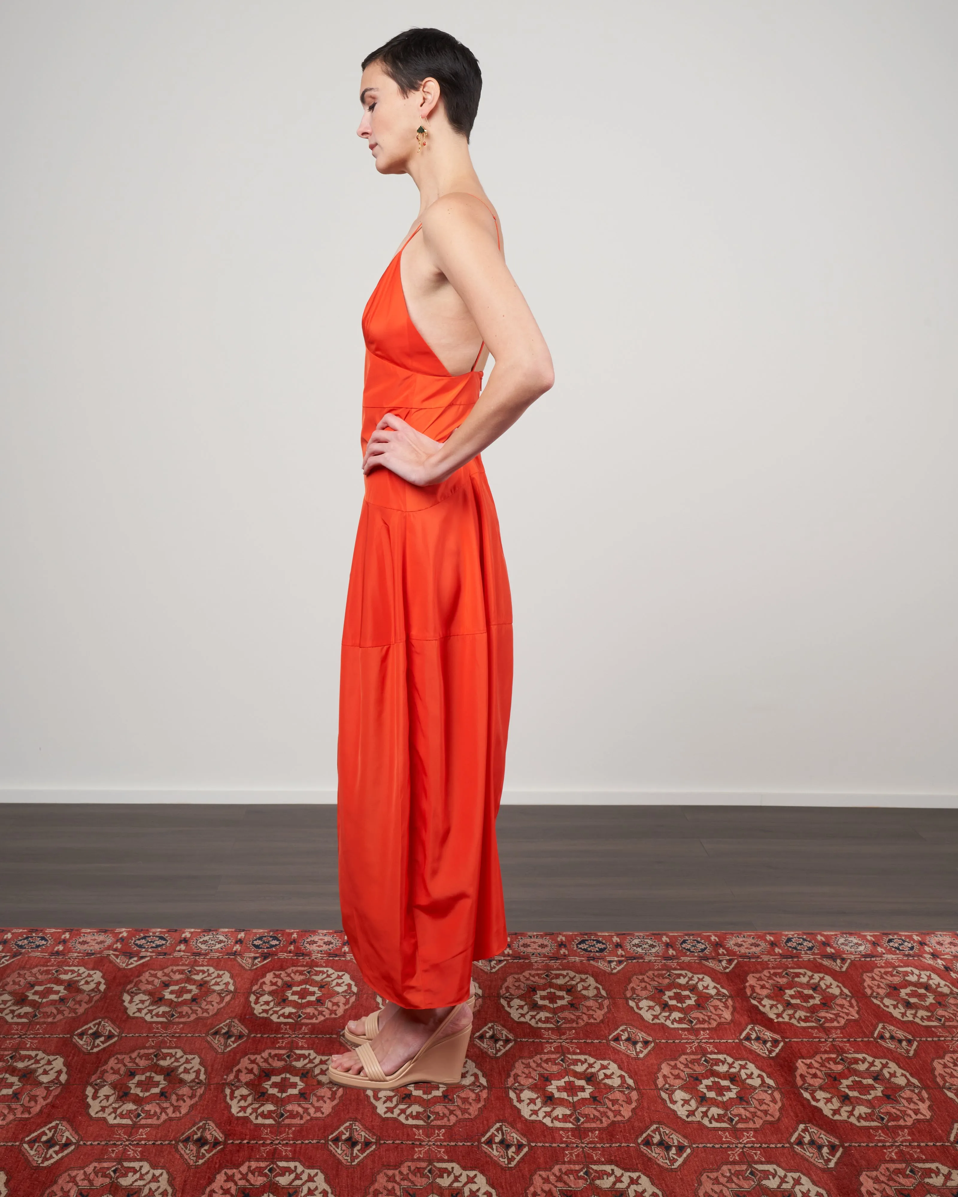 italian sporty nylon cami dress - red