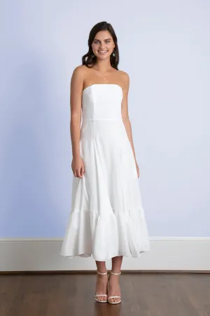 Ivie Strapless Tea Length Little White Dress & Bridal Shower Dress Size 2
