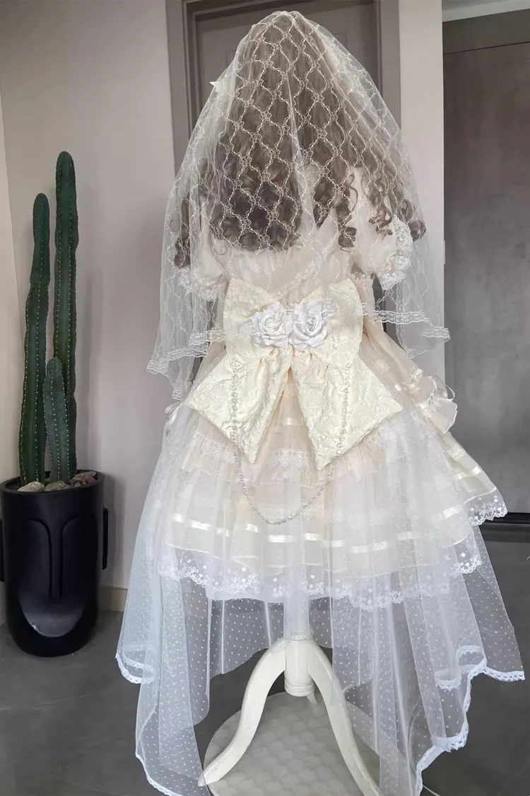 Ivory Jewel Ballet Doll Ruffle Hanayome Bowknot Lace Sweet Elegant Lolita Dress