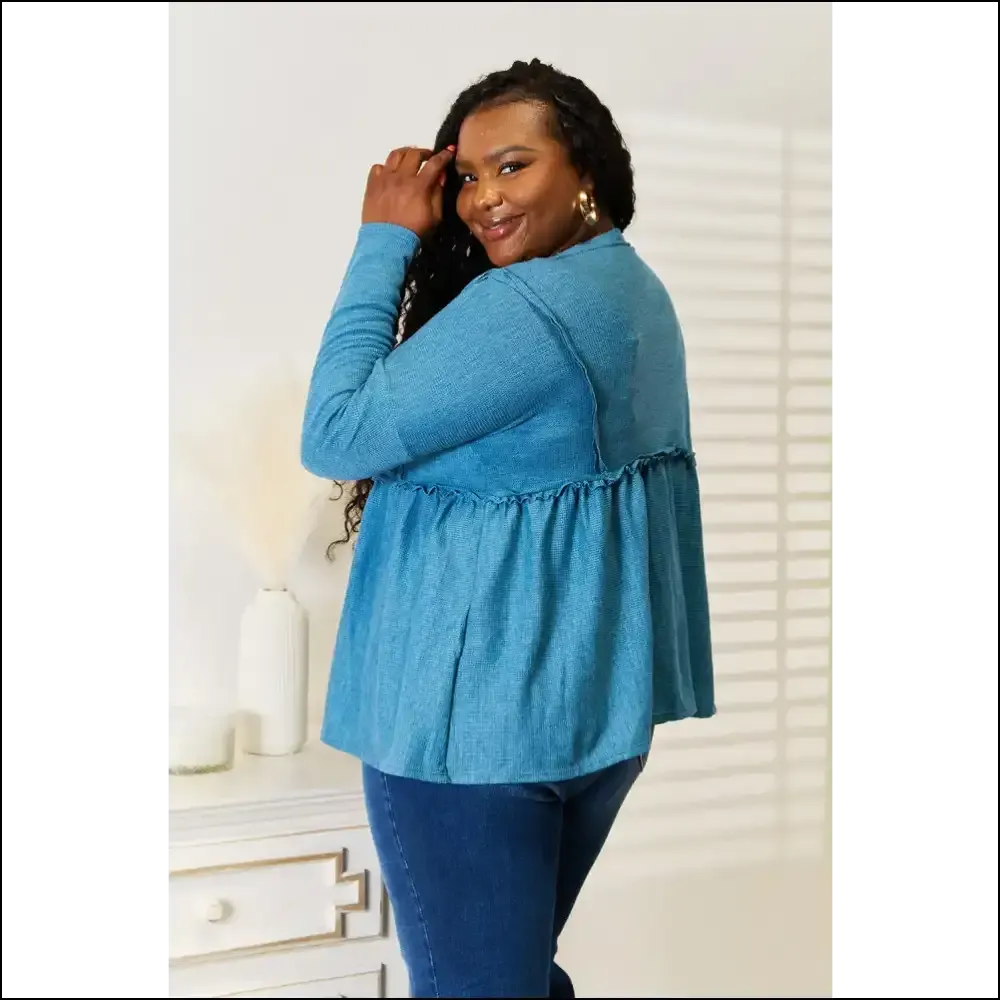 Jade By Jane Frill Trim Babydoll Blouse