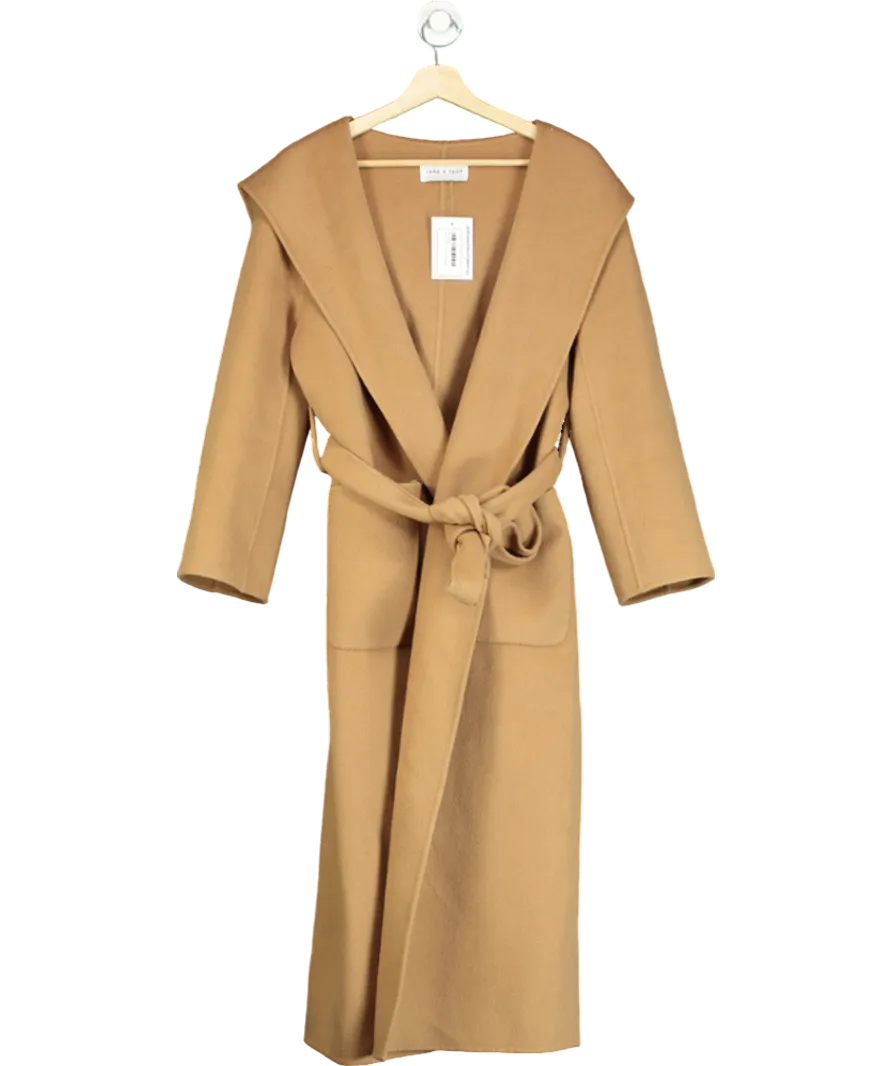 JANE & TASH Beige Belted Coat With Hood UK S