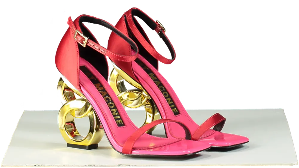 Kat Maconie Red/Gold Ankle Strap Sandal with Unique Heel UK 4