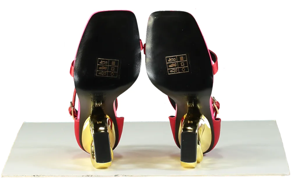 Kat Maconie Red/Gold Ankle Strap Sandal with Unique Heel UK 4