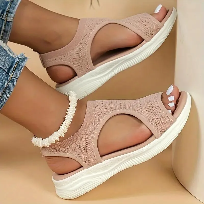 Knitted Slip-On Sandals with Supportive Sole