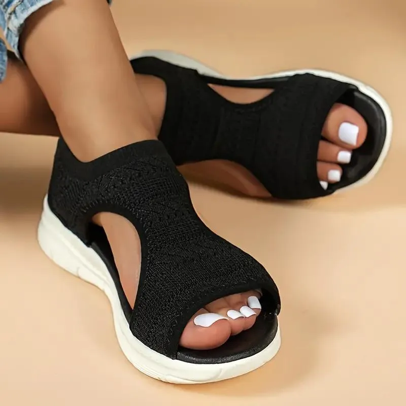 Knitted Slip-On Sandals with Supportive Sole