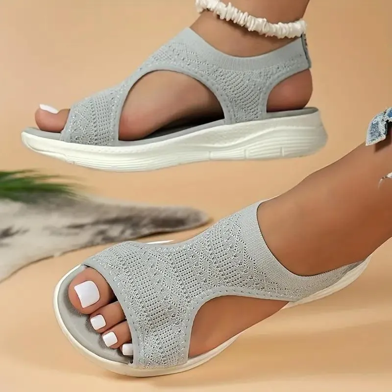 Knitted Slip-On Sandals with Supportive Sole