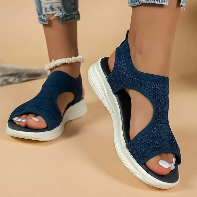 Knitted Slip-On Sandals with Supportive Sole