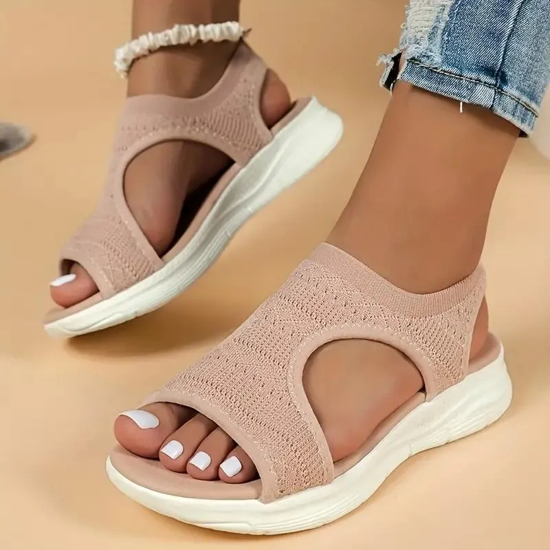 Knitted Slip-On Sandals with Supportive Sole