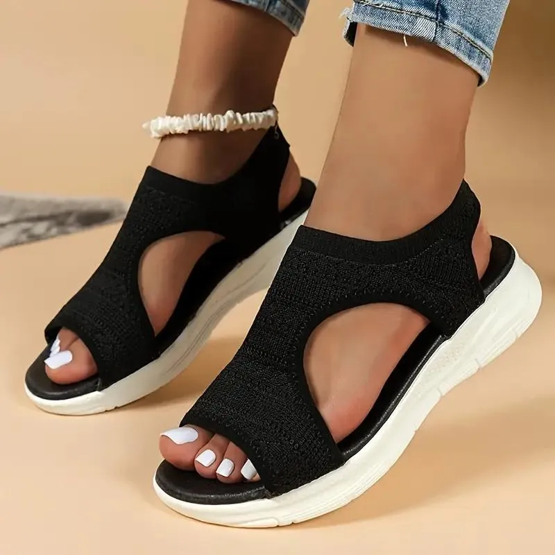 Knitted Slip-On Sandals with Supportive Sole