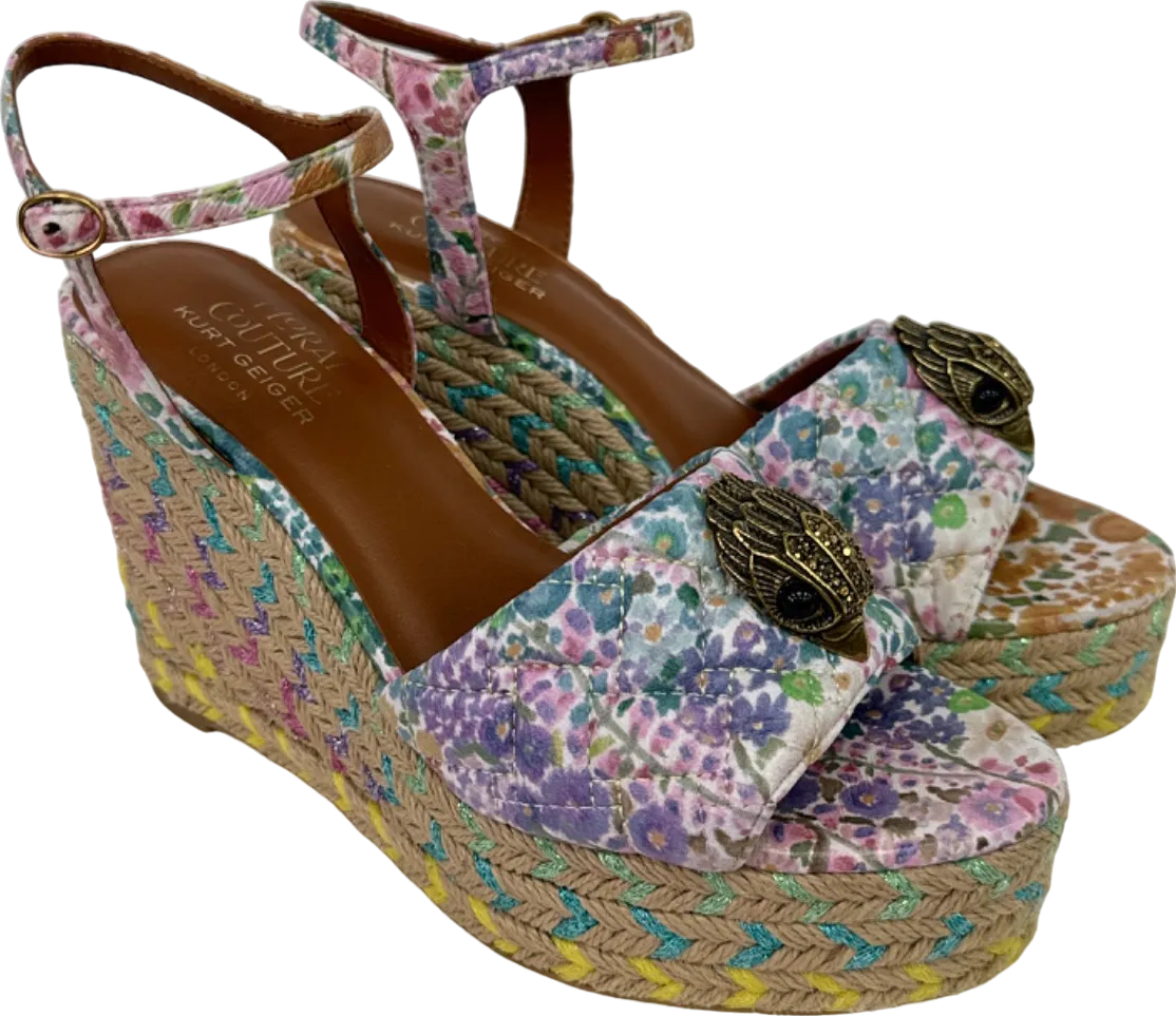 Kurt Geiger Multicolour Floral Couture Wedge Sandals UK 3