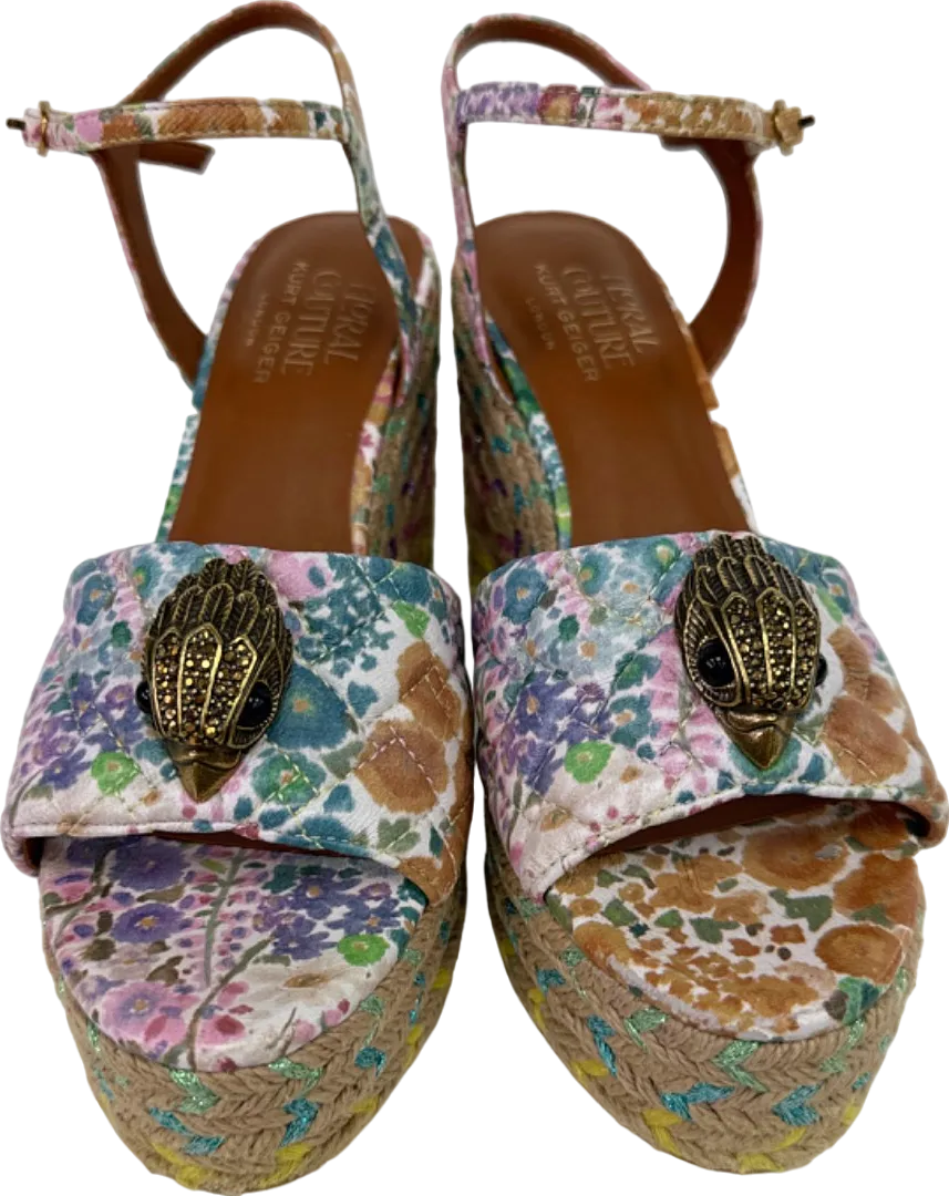 Kurt Geiger Multicolour Floral Couture Wedge Sandals UK 3
