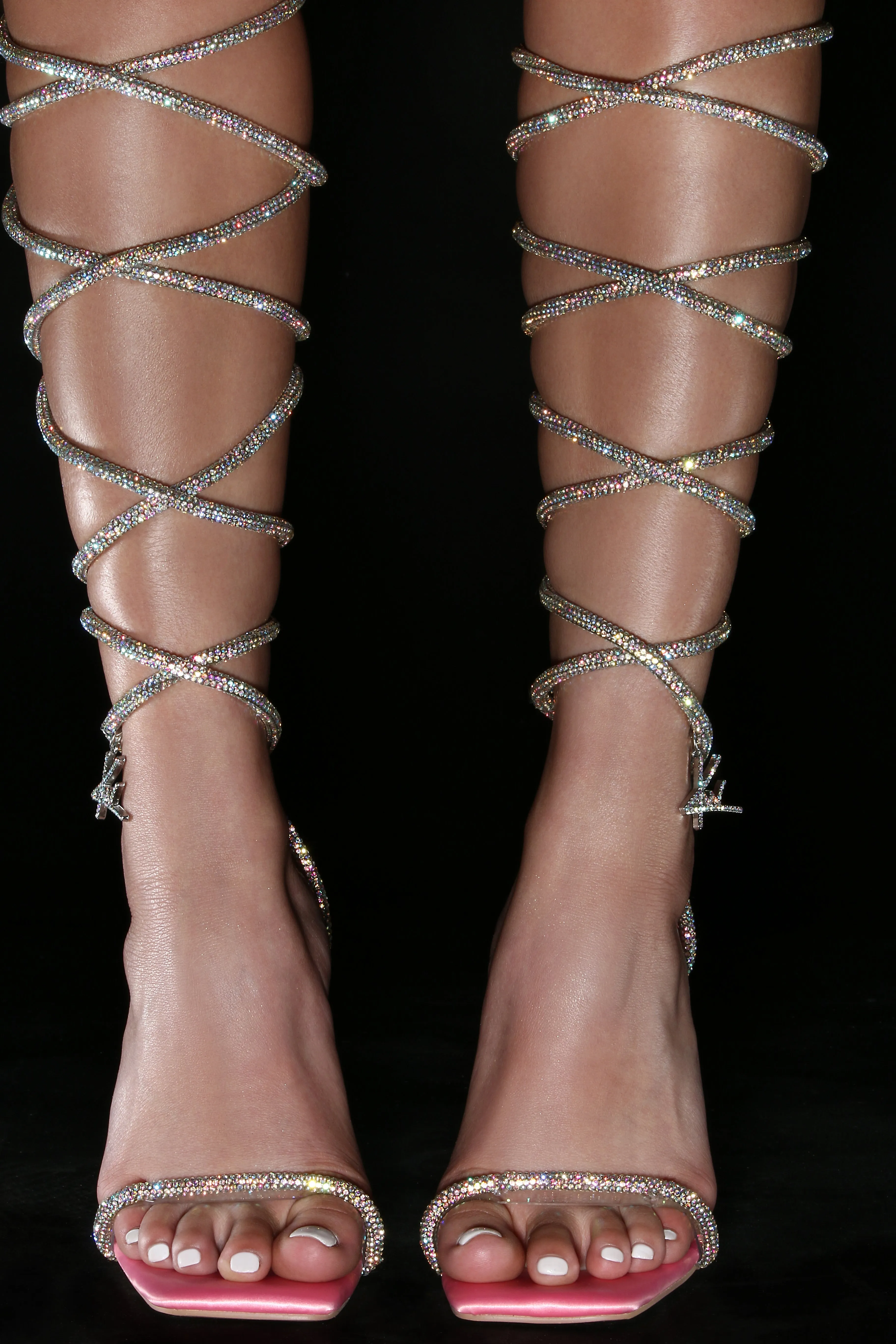 KW Pink Classic Crystal Sandals