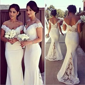 Lace Long Bridesmaid Dress, Wedding Guest Prom Gowns
