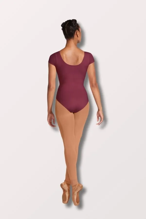 Ladies Cavalier Short Sleeve Round Neck Leotard - Burgundy