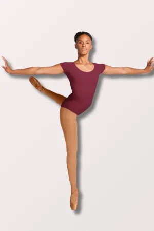 Ladies Cavalier Short Sleeve Round Neck Leotard - Burgundy