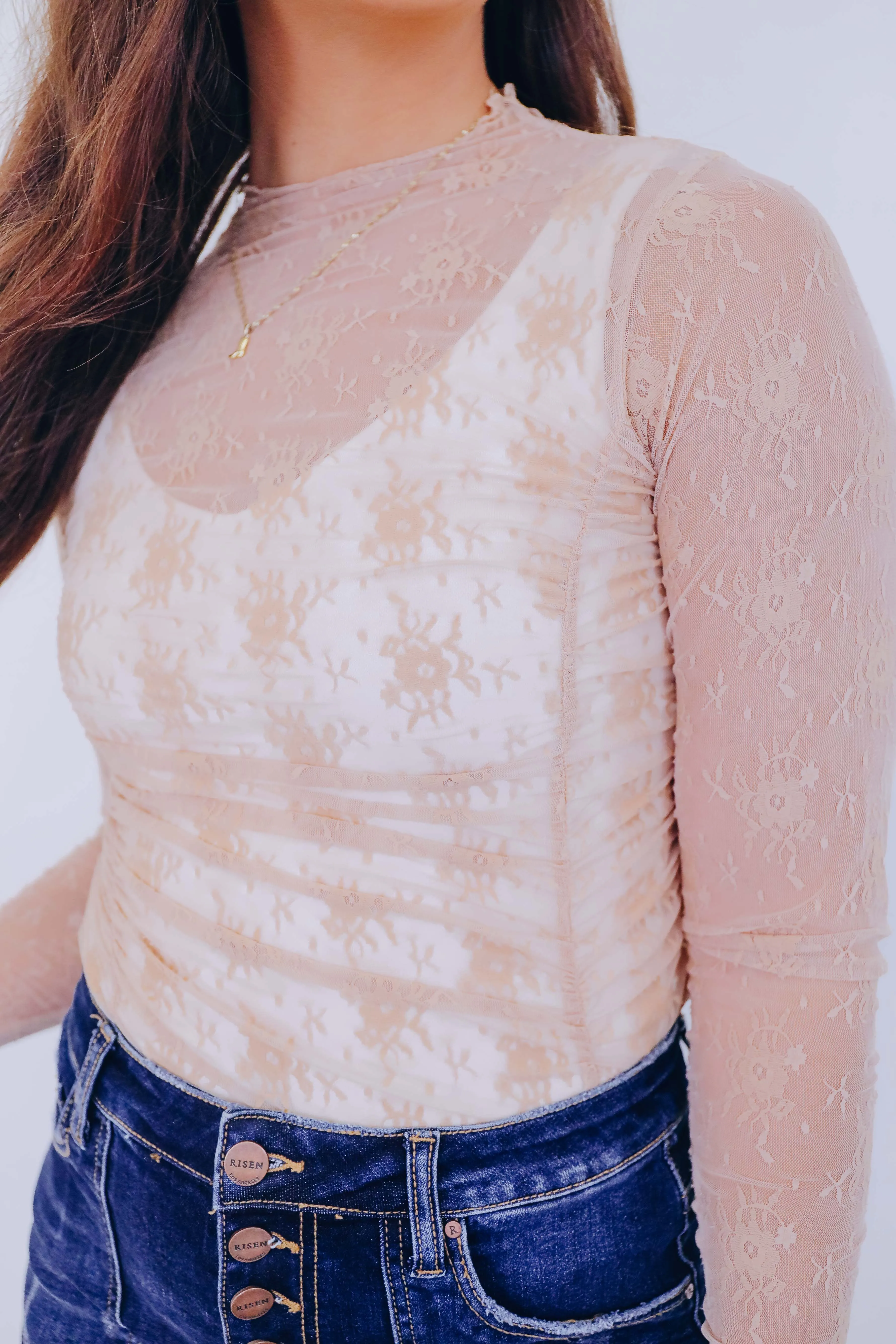 Lana Lace Sheer Ruched Top - 3 Colors