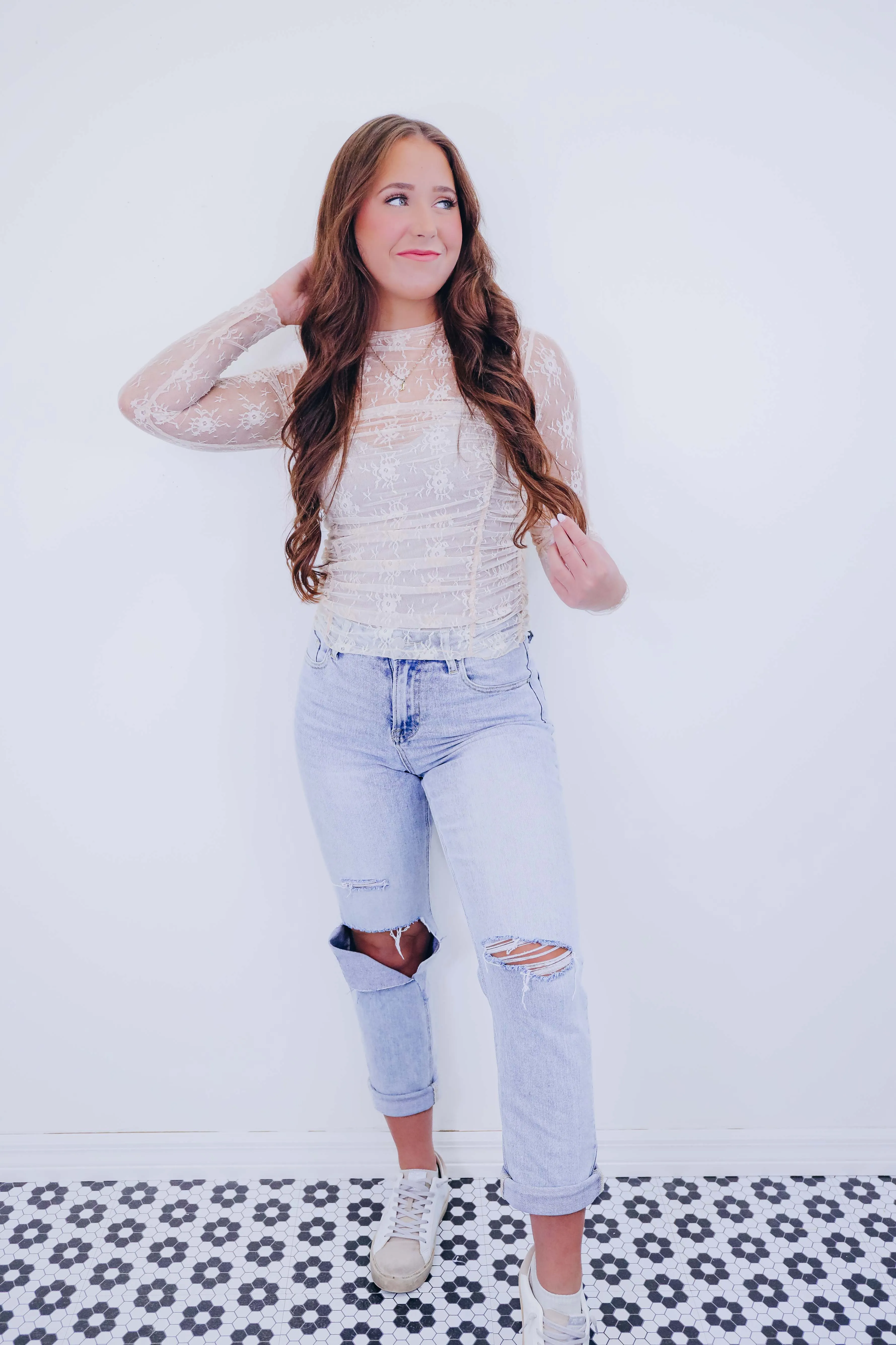 Lana Lace Sheer Ruched Top - 3 Colors