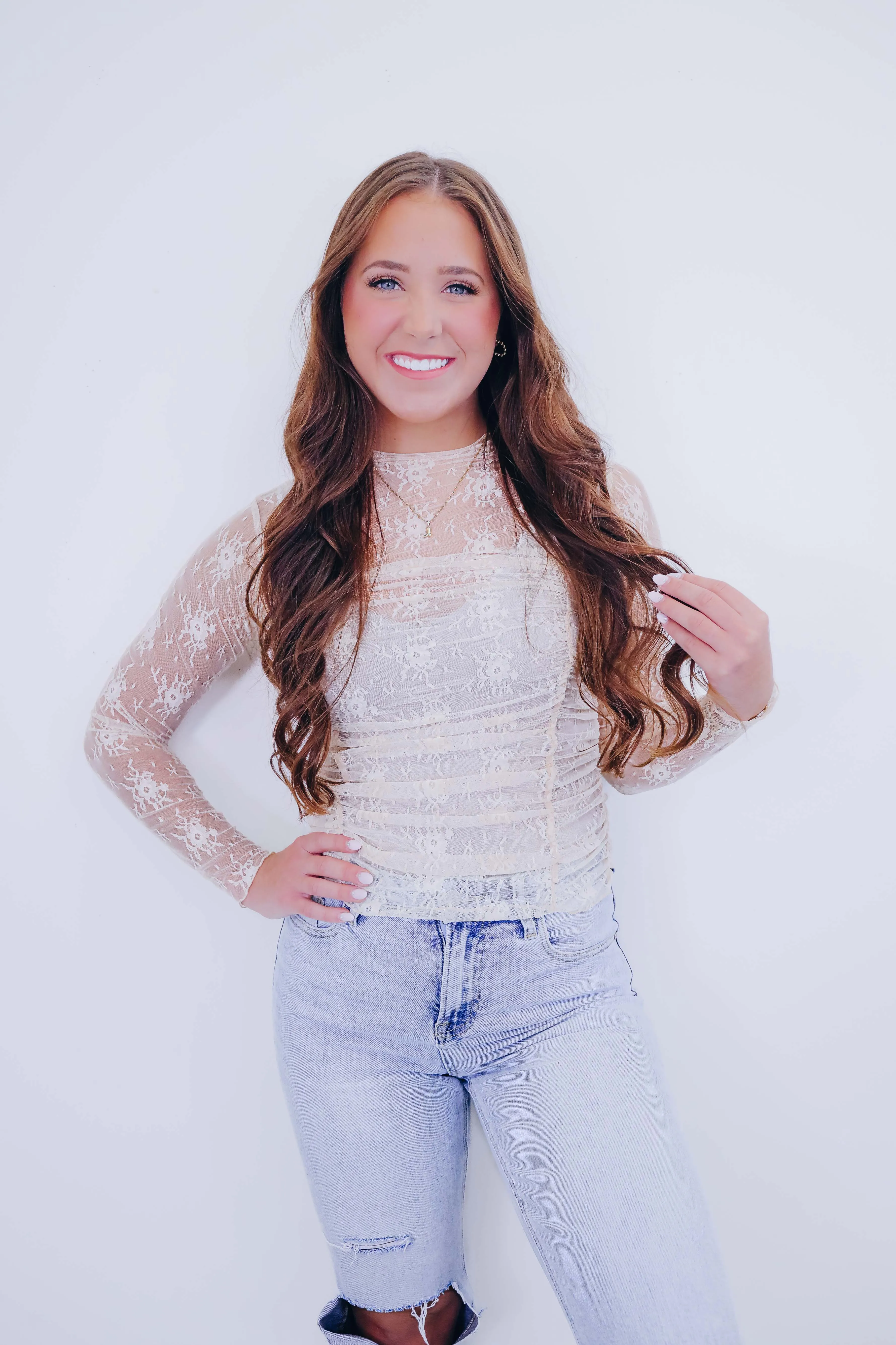 Lana Lace Sheer Ruched Top - 3 Colors