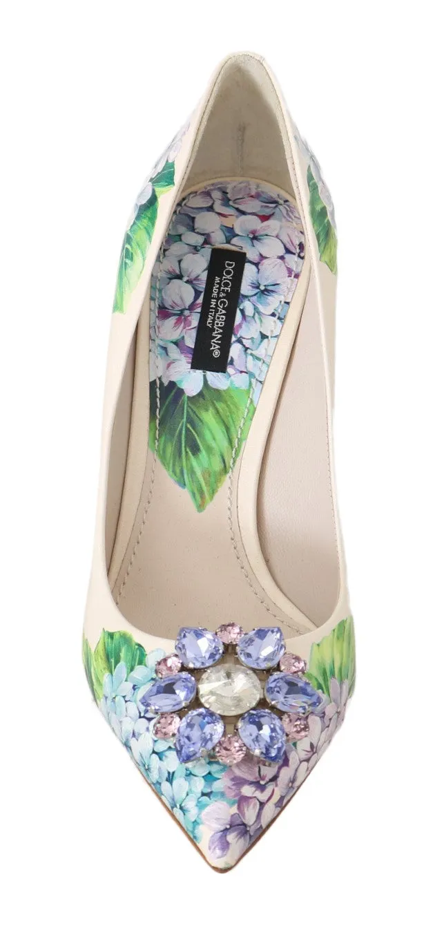Leather Hortensia Crystal Pumps