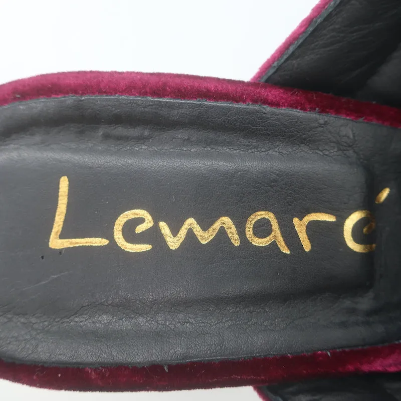 Lemare Crisscross Mule Sandals Burgundy Velvet Size 41 Open Toe Heels