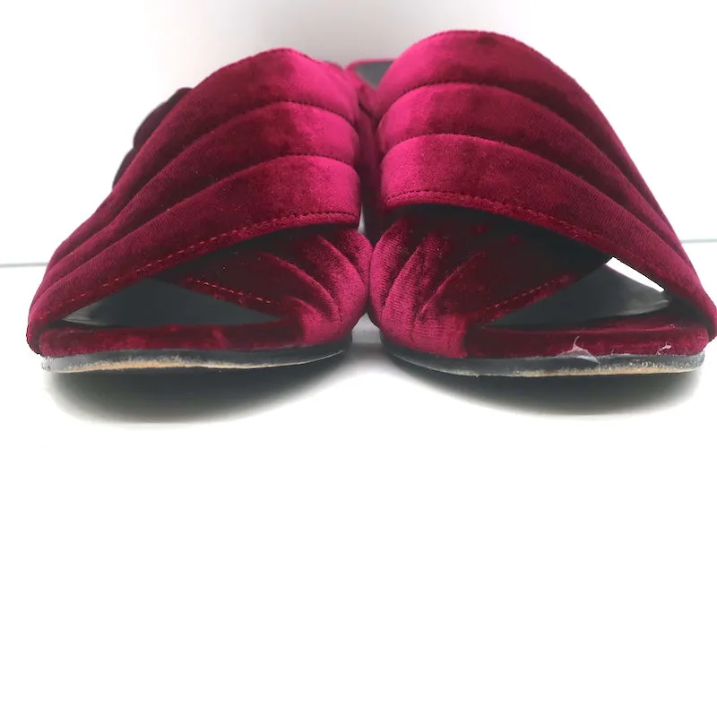 Lemare Crisscross Mule Sandals Burgundy Velvet Size 41 Open Toe Heels