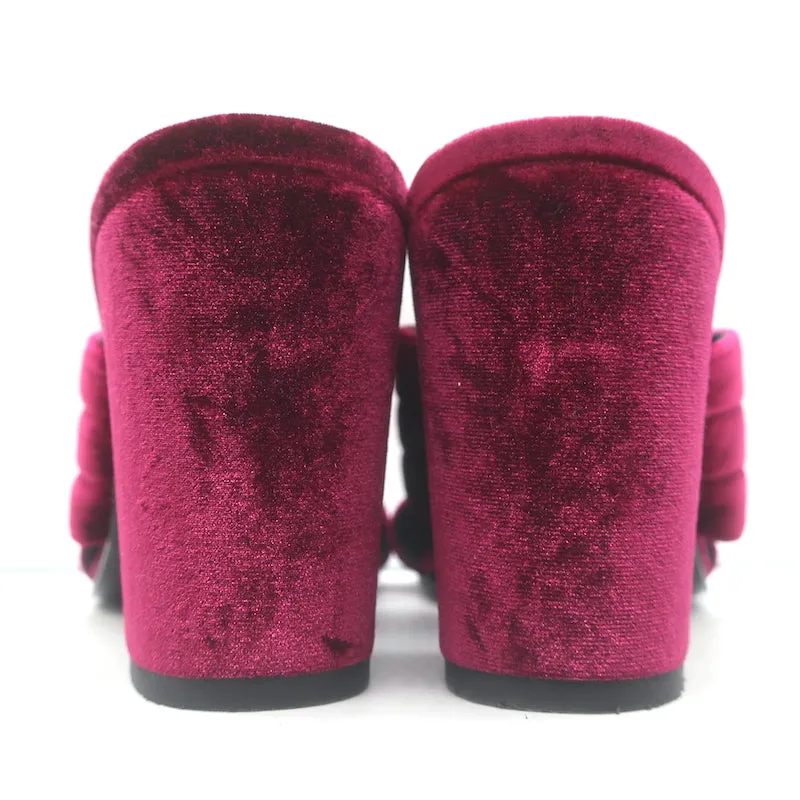 Lemare Crisscross Mule Sandals Burgundy Velvet Size 41 Open Toe Heels