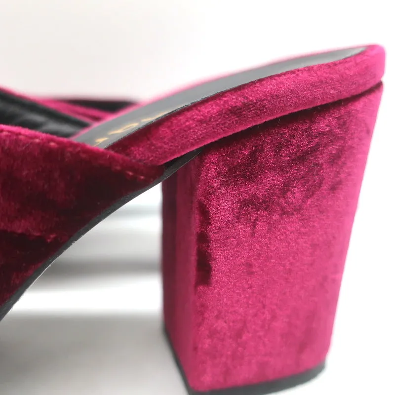 Lemare Crisscross Mule Sandals Burgundy Velvet Size 41 Open Toe Heels