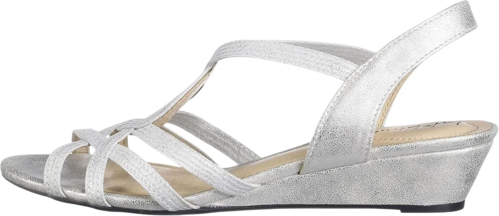Lifestride Womens Yaya Strappy Wedge Sandals 1042910-76955 Silver Gray 8W