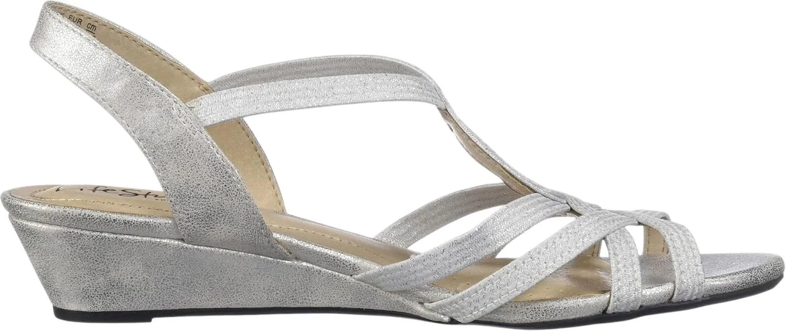 Lifestride Womens Yaya Strappy Wedge Sandals 1042910-76955 Silver Gray 8W