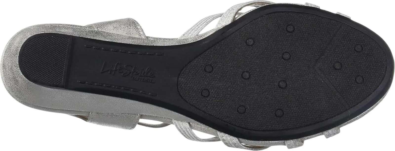 Lifestride Womens Yaya Strappy Wedge Sandals 1042910-76955 Silver Gray 8W