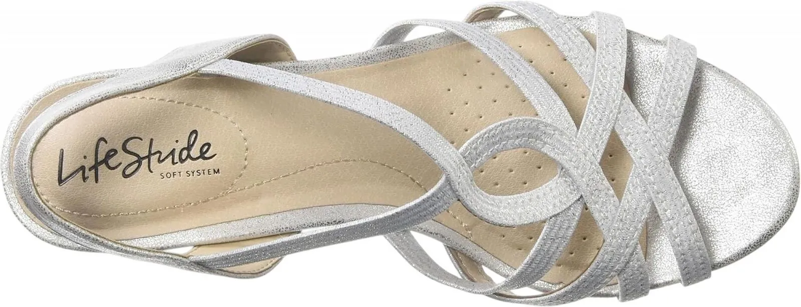 Lifestride Womens Yaya Strappy Wedge Sandals 1042910-76955 Silver Gray 8W