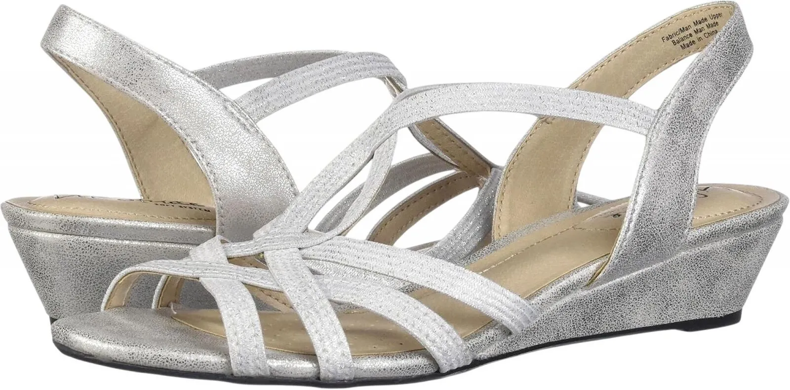 Lifestride Womens Yaya Strappy Wedge Sandals 1042910-76955 Silver Gray 8W