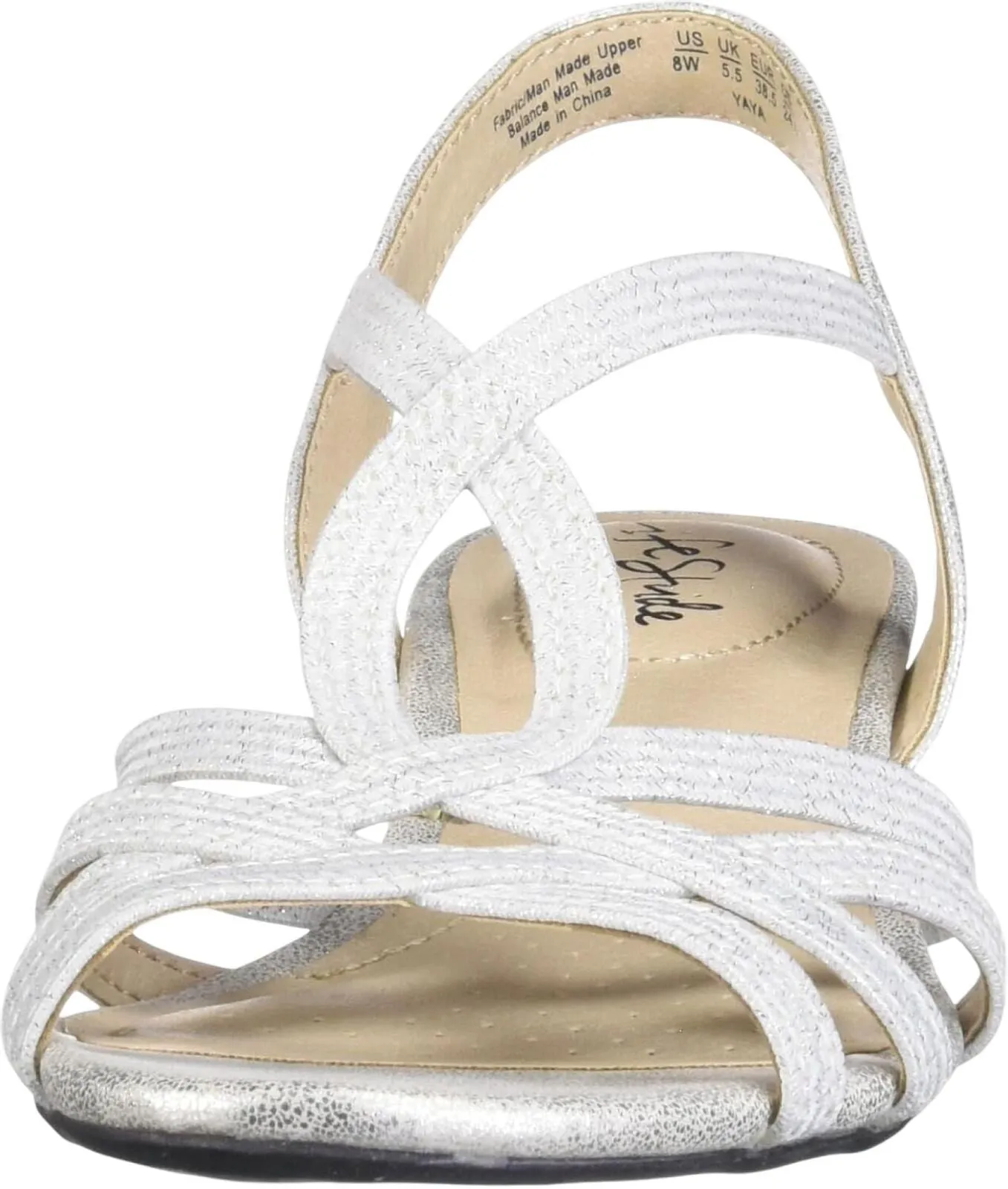 Lifestride Womens Yaya Strappy Wedge Sandals 1042910-76955 Silver Gray 8W