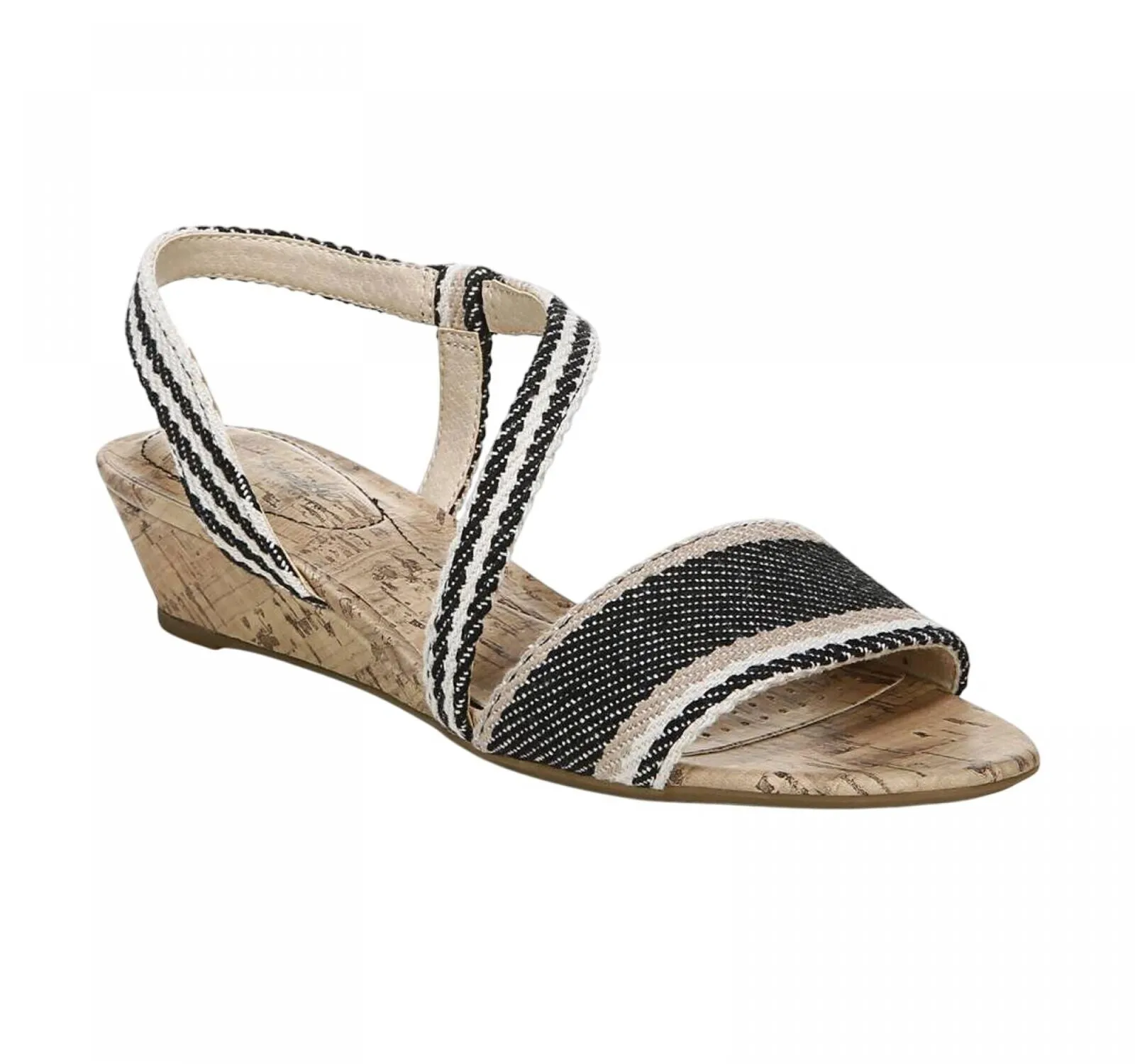 Lifestride Yasmine MISMATCH PRINT Cork Wedge Sandals Natural Multi Brown 6W